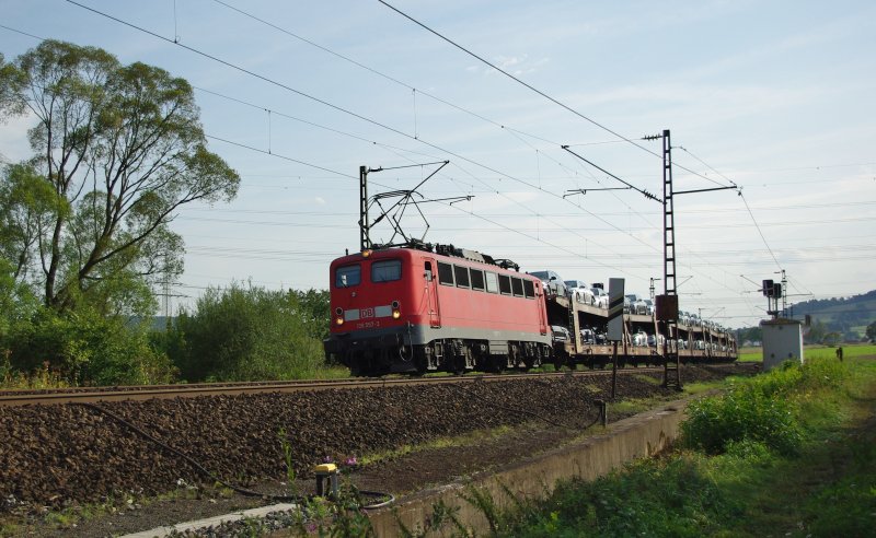 ... und dann noch, last but not least, 139 557-3 mit einem Autozug zwischen Bad Hersfeld und Mecklar in Fahrtrichtung Norden am 01.09.2009.