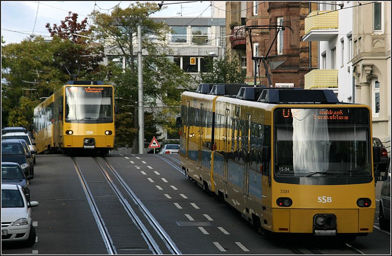 . Steilstrecke - 

Stadtbahnbegegnungsverkehr oberhalb der Haltestelle Eugensplatz (Jugendherberge). 

05.10.2008