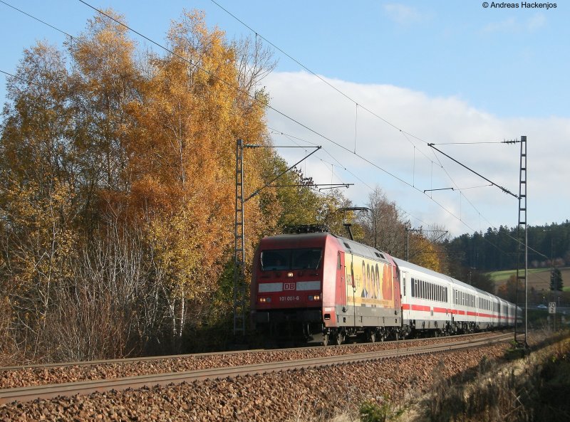 101 001-6  ARD BUffet  mit dem IC 2006 (konstanz-Dortmund) am km 70,0 8.11.08