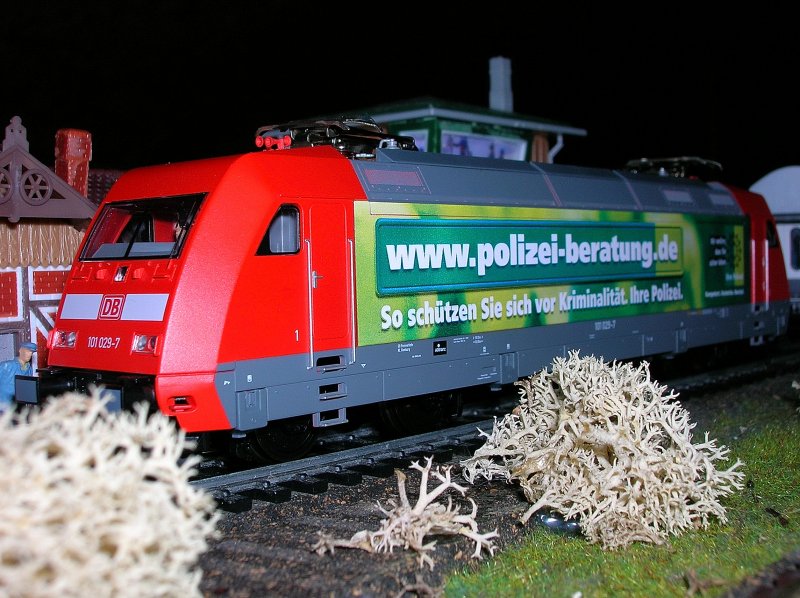 101 029-7 von Fleischmann. Die Lok hat sehr gute fahreigenschaften und erreicht eine hchstgeschwindigkeit, die man als nicht zu schnell einstufen kann. Immerhin kann das Original ja auch so um 220kM/h schnell werden.