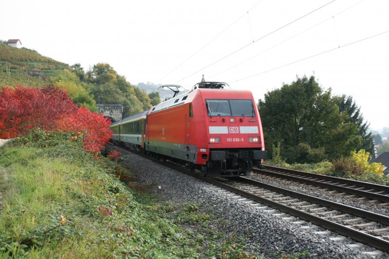 101 030-5 mit EC102 am 12.10.2008 bei Istein.

