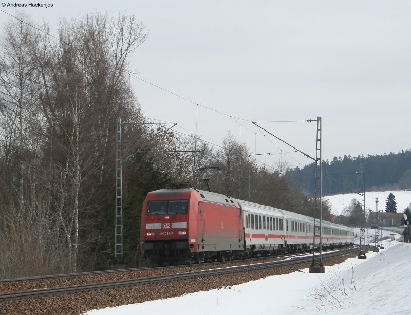 101 039-6 mit dem IC2370 Schwarzwald (Konstanz-Hamburg Altona) am km 70,0 14.03.09