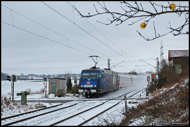 101 070  Adler Mannheim  am 23.11.08 mit IC 2068 von Nrnberg Hbf nach Karlsruhe Hbf bei Aalen-Hofen an der Remsbahn (KBS 786).