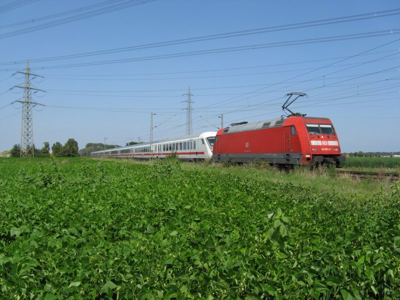 101 074-3 mit IC2013 von Leipzig Hbf nach Oberstdorf dieser Zug wurde wegen Bauarbeiten ber Gro-Gerau umgeleitet.Am 30.08.08 bei der durchfahrt in Lampertheim.