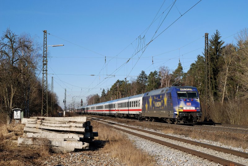 101 101 (Europa) mit EC 61 in Haspelmoor (23.01.2008)