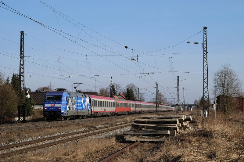 101 102 (Wir Menschen Sind Alle Gleich) mit EC 114 in Haspelmoor (23.02.2008)