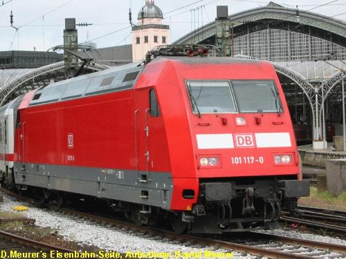 101 117-0 bei der Ausfahrt aus Kln Hbf.