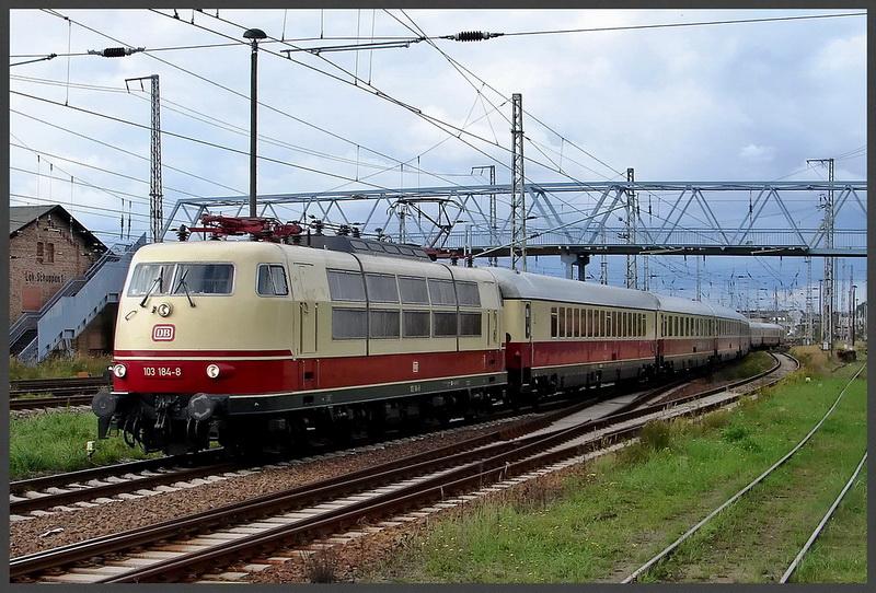103 184-8 mit TEE91304 Koblenz-Binz in Stralsund am 21.09.08 