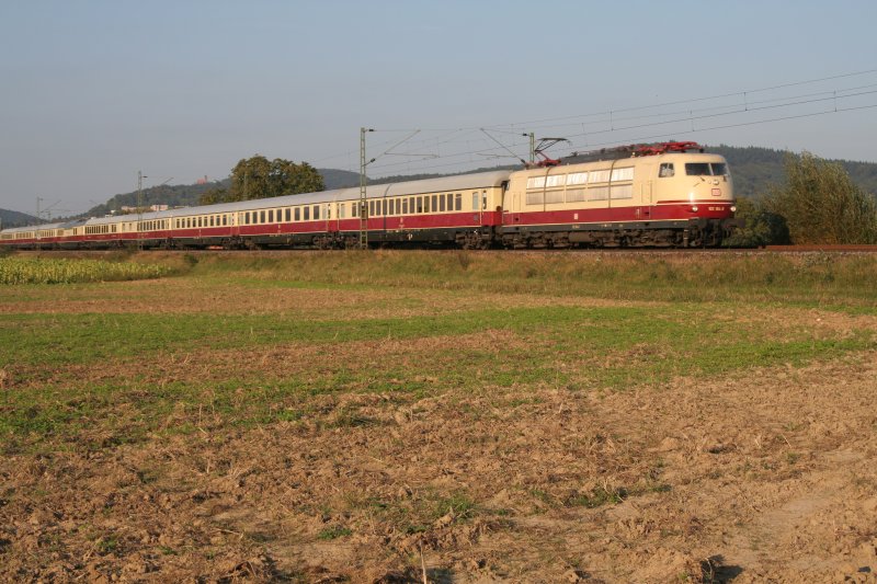 103 184 mit einem Sonderzug am 16.9.2007 bei Grosachsen-Heddesheim