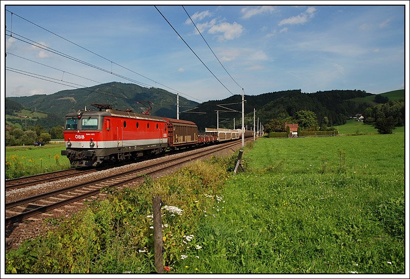 1044 071 mit einem Gterzug am 29.8.2008 kurz vor Niklasdorf aufgenommen.