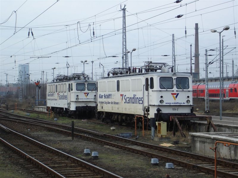 109 -1 und 109 -2 von Scandlines in Berlin Lichtenberg abgestellt.
