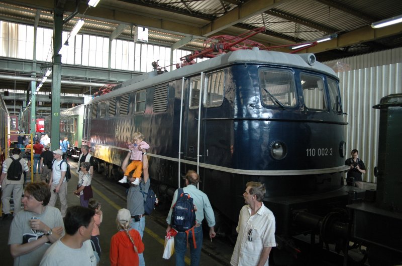 110 002 am 31.05.08 im Wagenwerk Mnchen-Pasing (TdoT)