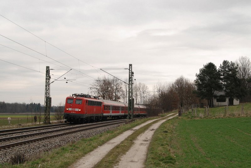110 191 mit RE 4001 in Langenbach (05.03.2007)