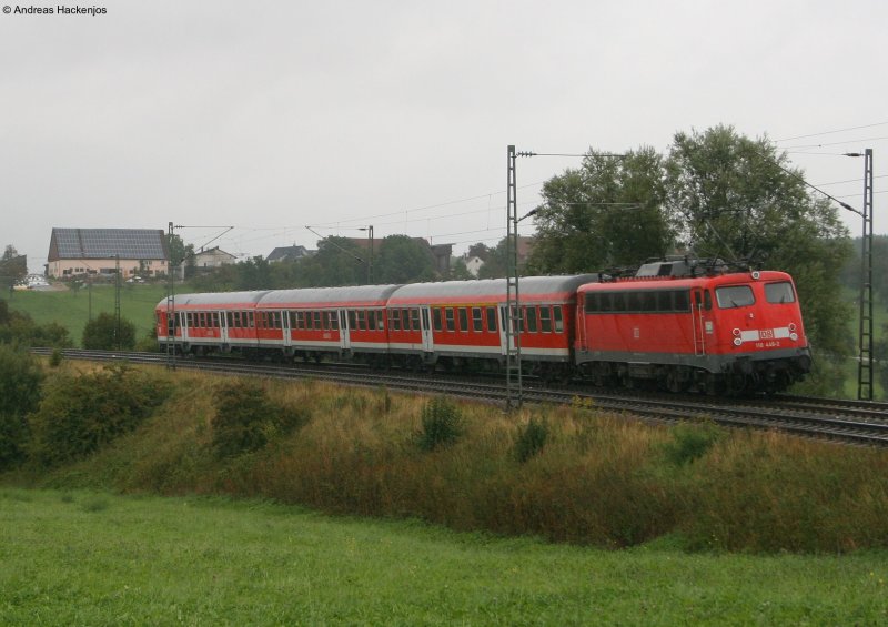 110 446-2 schiebt die RB 37159 nach Donauwrth  in Golshfe 4.9.08