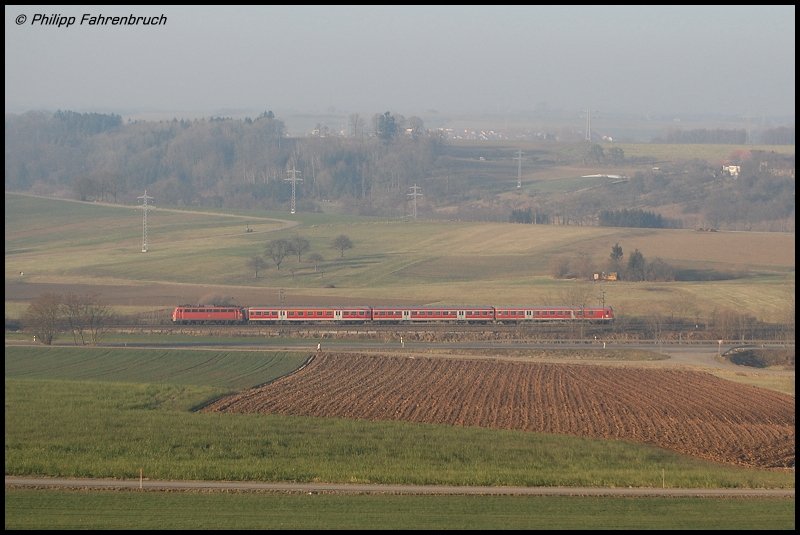 110 454-6 zieht am 19.12.07 RB 37158 von Donauwrth nach Aalen, aufgenommen bei Aalen-Oberalfingen.