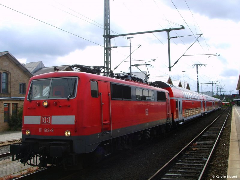 111 139 mit Doppelstockwagen in Fulda am 12.05.2007