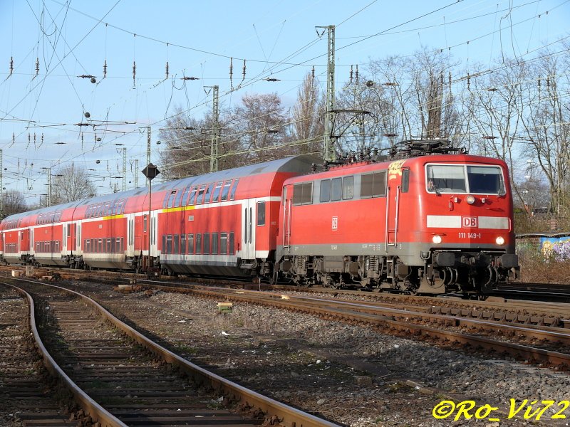 111 149-1 mit RE 4 Wupper-Express (Dortmund-Aachen). Witten. 05.03.2008.