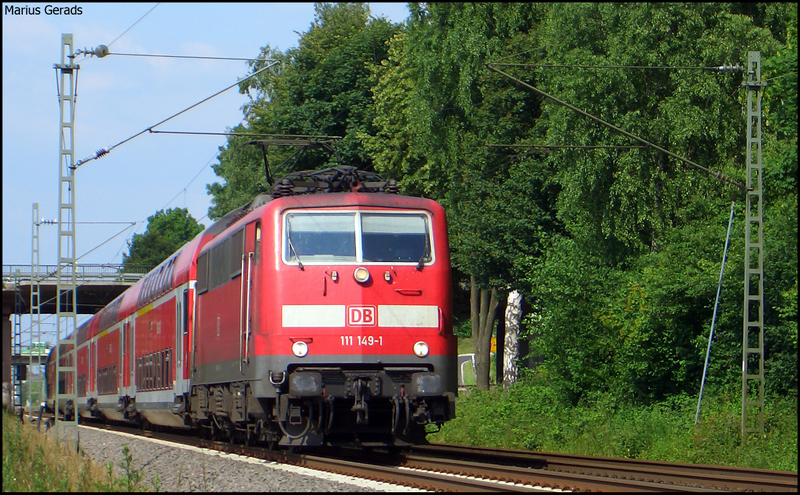 111 149 mit dem RE10424 nach Aachen am Km 26.0 23.6.2009
