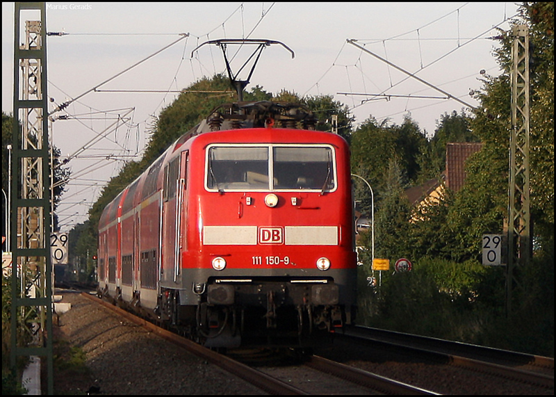 111 150 mit dem RE10428 nach Aachen am Km 29.0 18.8.2009