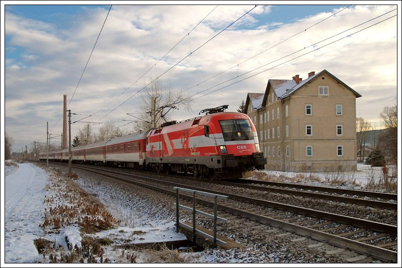 1116 005 „sterreich“ bespannte am 4.1.2009 den EZ 1953  Wiener Alpen  von Bratislava-Petrzalka nach Mrzzuschlag.