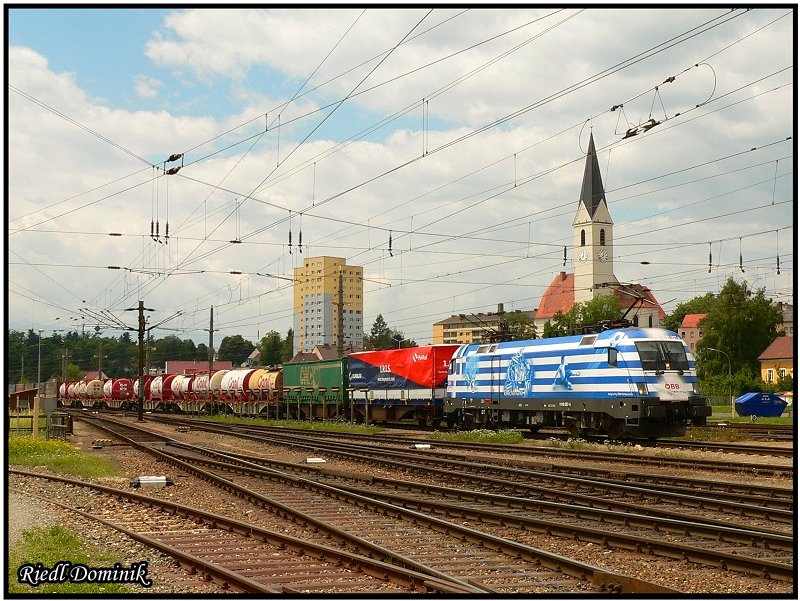 1116 007  Griechenland  zog bei ihrem zweiten Besuch im Murtal den 65 Minuten verspteten 40502 von Traviso Boscoverde nach Wien. Knittelfeld 28.06.2008