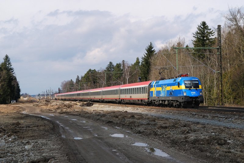 1116 029 (EM - Schweden) mit EC 113 in Haspelmoor (28.03.2009)