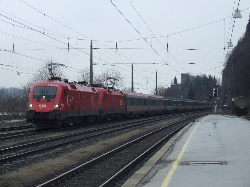 1116 031 T�rkei & 1016 030 mit OEC 162 am 7.3.2009 in Brixlegg