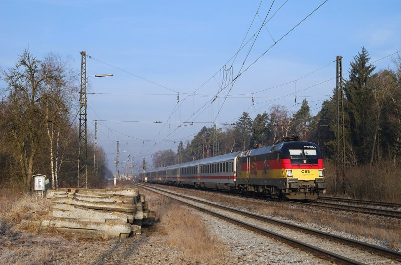 1116 036 (EM - Deutschland) mit IC 2201 in Haspelmoor (12.02.2008)