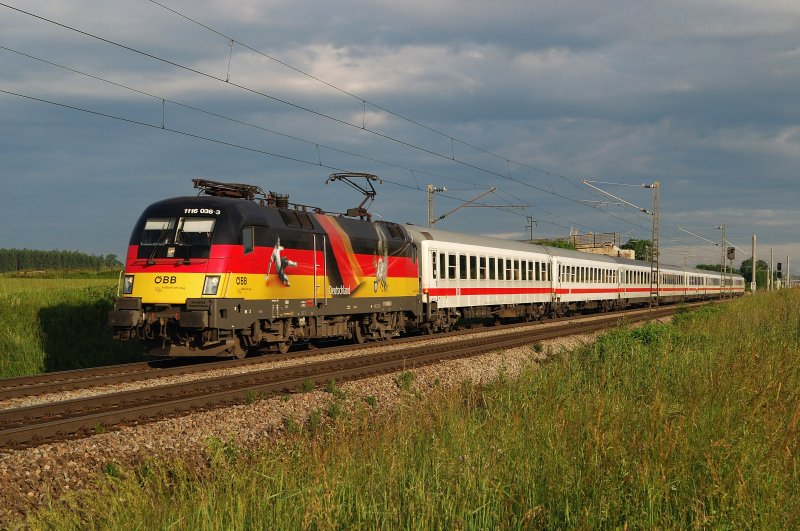 1116 036 (EM - Deutschland) mit IC 2095 vor Haspelmoor (20.06.2008)