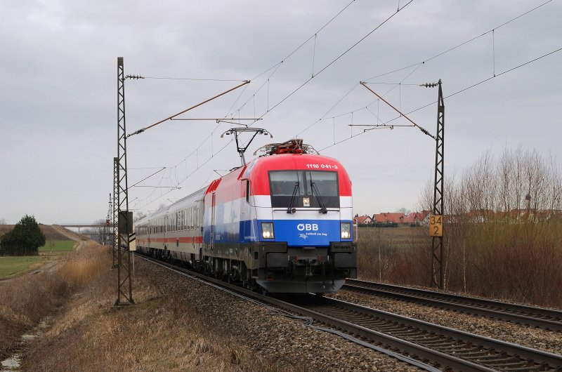 1116 041 (EM - Niederlande) mit IC 2201 bei Hattenhofen (27.03.2008)