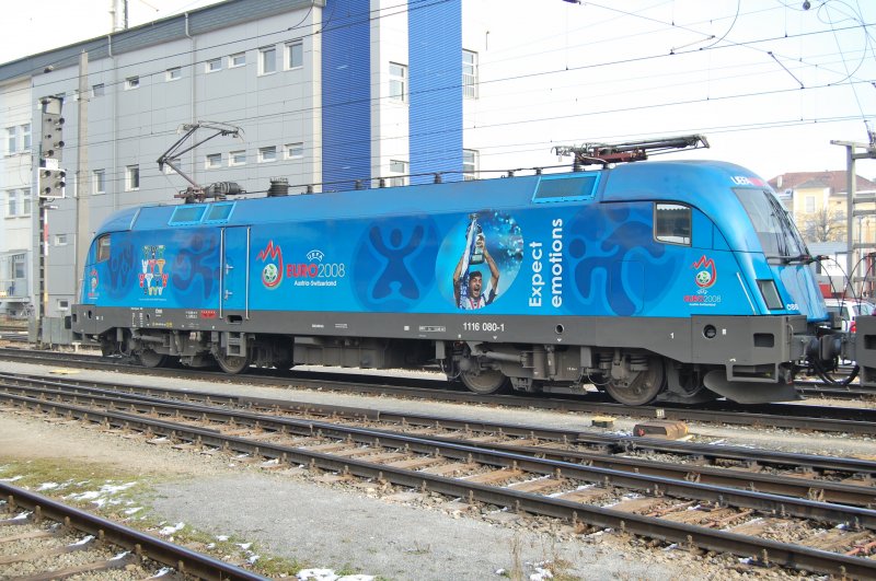 1116 080  UEFA  war am 23.12.2007
am Salzburger Hbf zu sehen.