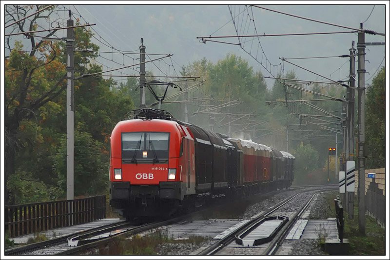 1116 093 am 3.10.2008 kurz vor der Durchfahrt der Halstestelle Kapfenberg-Fachhochschule.