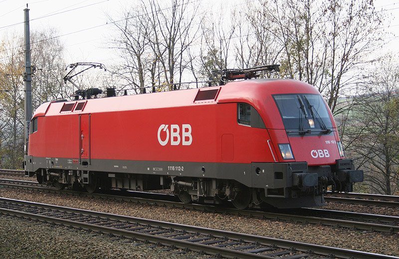 1116 112 bei der Rückkehr vom Probezug 34501 in der Betriebsausweiche