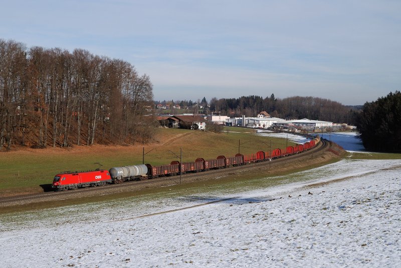 1116 146 mit einem Gterzug bei Traunstein (26.01.2008)
