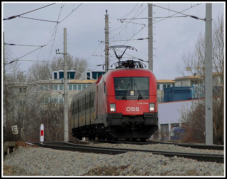 1116 174 mit dem ER 9952 am 10.2.2006 nchster der WLB Haltestelle Gutheil-Schoder-Gasse in Wien.