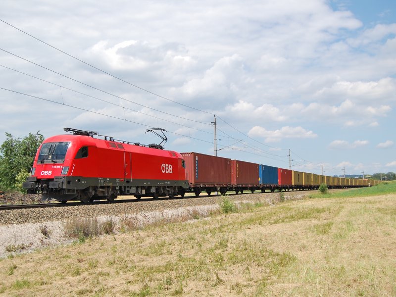 1116 239 fhrt am 19.06.2007 mit einem Containerzug 
in Wartberg/Kr durch.
