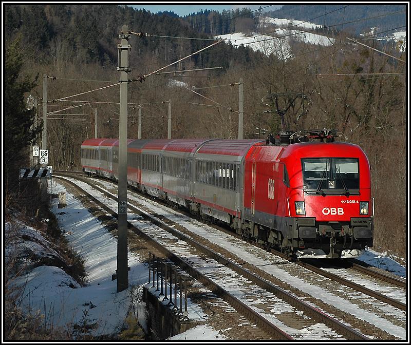 1116 248 hat OEC 557  Kunsthaus Graz  am Hacken. Die Aufnahme entstand am 7.3.2006 kurz nach der Haltestelle St�bing und kurz vor Gratkorn.