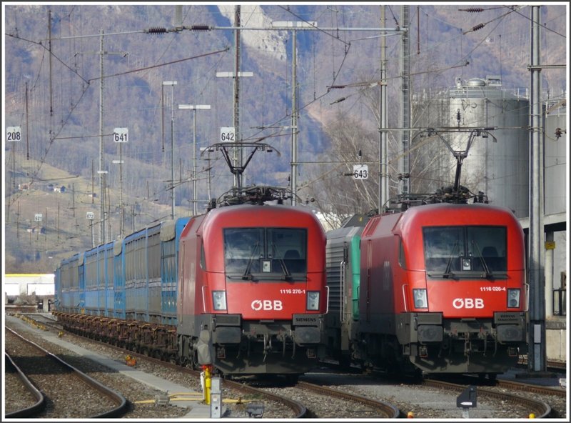 1116 278-1 und 1116 026-4 in Buchs SG. (03.02.2009)