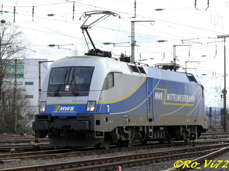 1116 912-5 d. Mittelweserbahn (MWB) in Witten. 25 Jahre Eisenbahnfreunde Witten. 09.03.2008.
