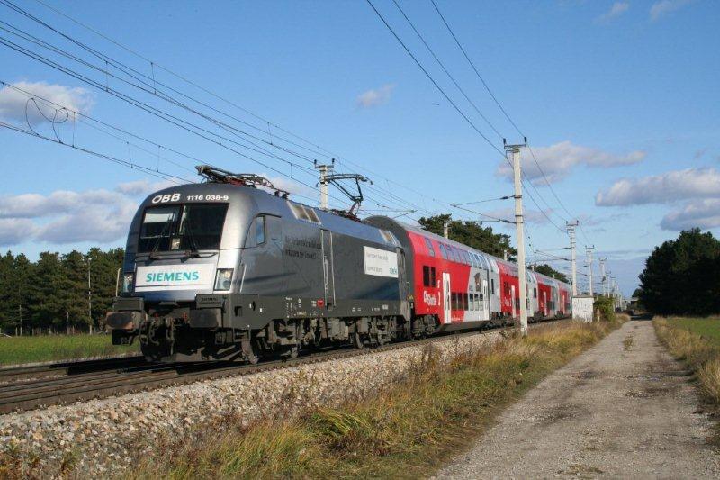 1116.038  Werbelok Siemens  R 2325 von Floridsdorf nach Payerbach Raichenau
am 12.11.2009 Neunkirchen N