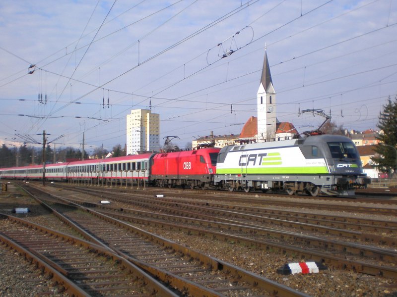 1116.141  CAT  kehrt mit dem BB-IC 532 wieder nach Wien zurck. Knittelfeld, am 16.03.2008