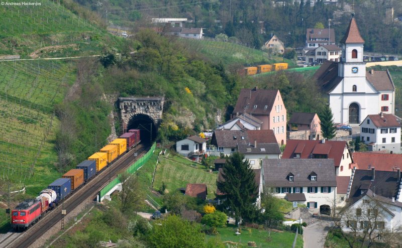 140 611-5 mit einem KLV Zug -> Norden am Isteiner Klotz 14.4.09