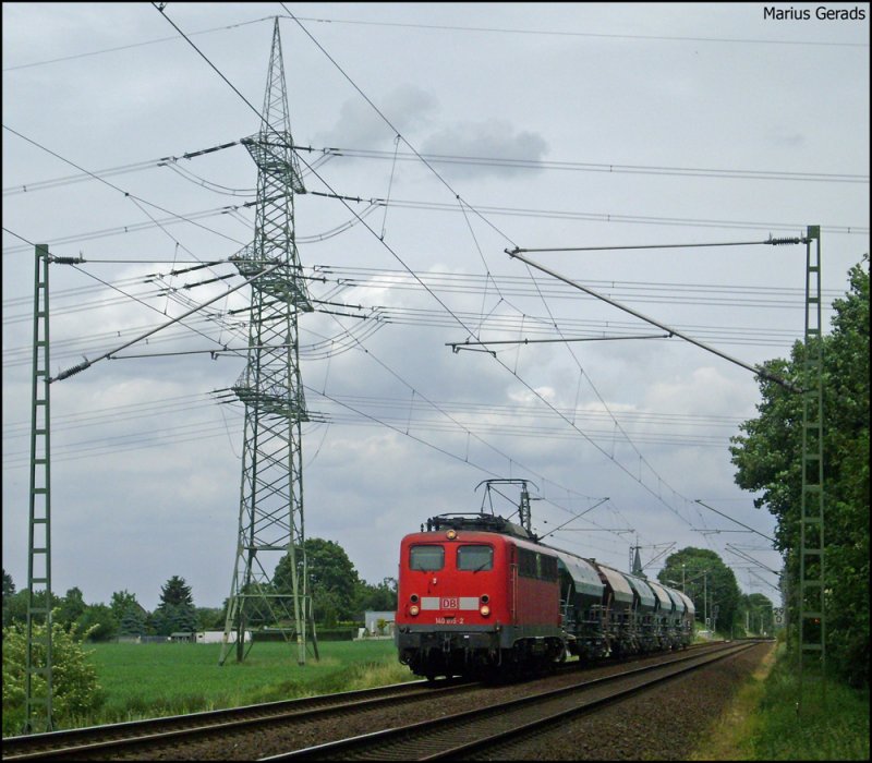 140 815 mit kurzem Kalkzug gen Aachen West durch Geilenkirchen 27.5.2009