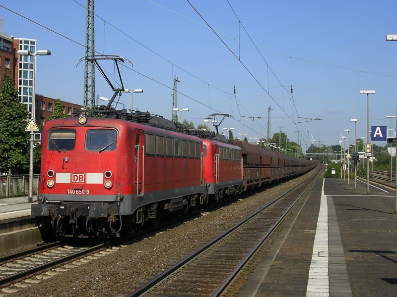 140 850-9 + 140 868-1 mit Kohlenzug in Recklinghausen nach Duisburg.(11.09.2008)