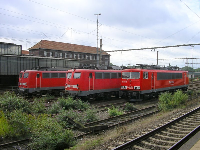 140 876-4 , 139 557-3 und 155 110-0 in Wanne Eickel Hbf./Lokpark.(08.09.2008)