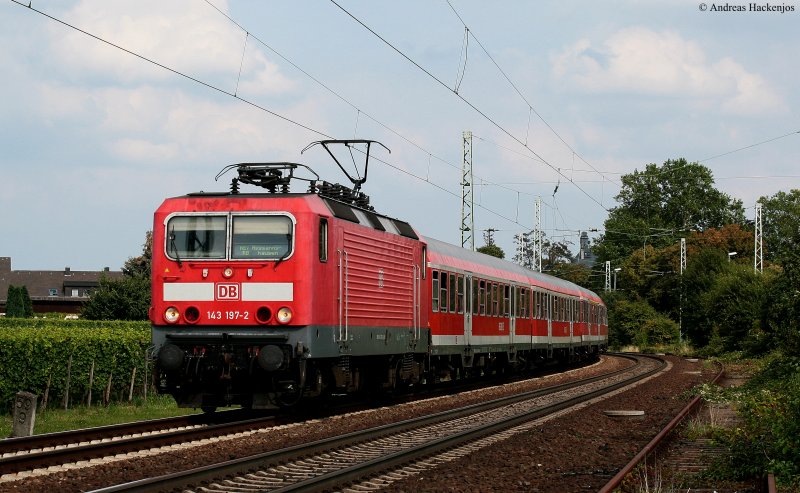 143 197-2 mit der RB 15532 (Wiesbaden Hbf-Assmannshausen) am km 59,9 14.8.09 