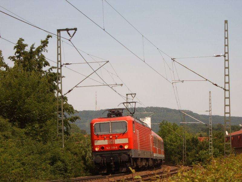 143 315-0 am 26.05.07 mit einem RegionalExpress von Aalen auf dem Weg nach Stuttgart HBF.