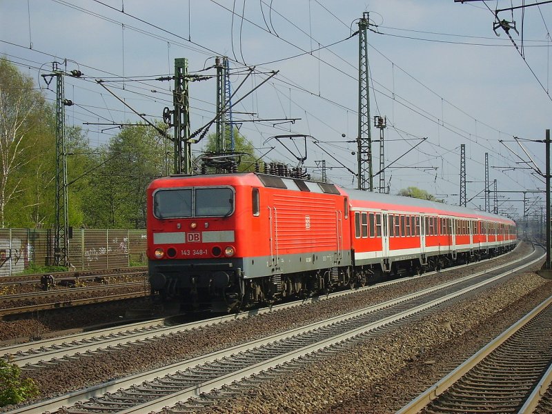 143 348 mit RB aus Tostedt bei der Einfahrt in Hamburg-Harburg