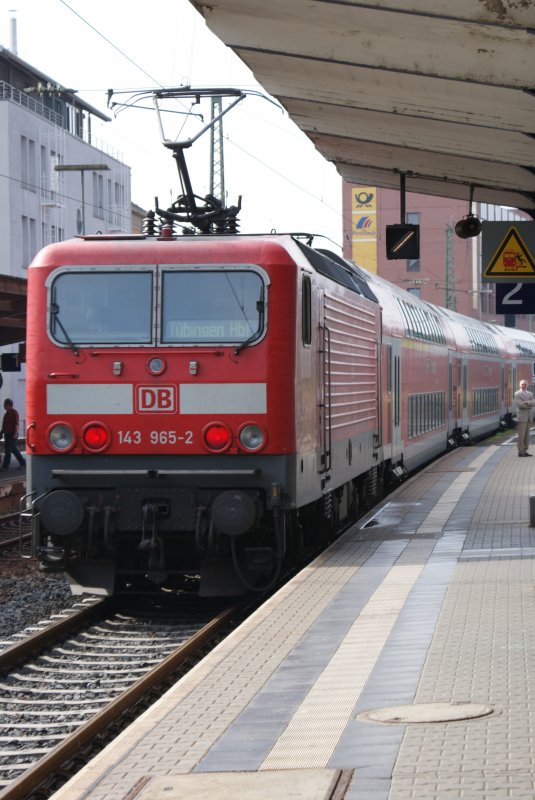 143 965-2 Hbf Reutlingen Gleis 2, Abfahrt nach Tbingen am 20.09.09