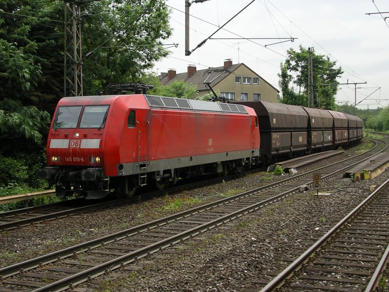 145 019-6 mit Kohlenzug in BO Hamme in Richtung Wanne Eickel.(28.05.2008)